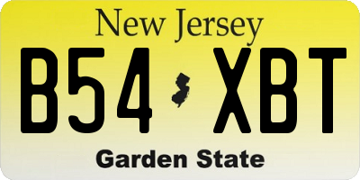 NJ license plate B54XBT