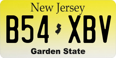 NJ license plate B54XBV