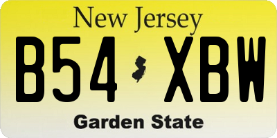 NJ license plate B54XBW