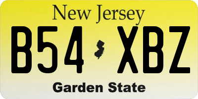 NJ license plate B54XBZ