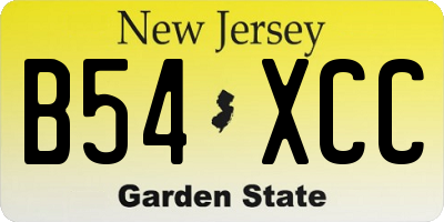 NJ license plate B54XCC