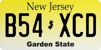 NJ license plate B54XCD
