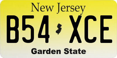 NJ license plate B54XCE