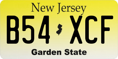 NJ license plate B54XCF