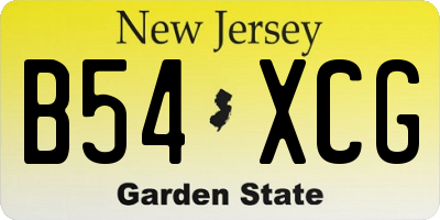 NJ license plate B54XCG
