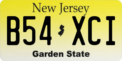 NJ license plate B54XCI