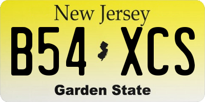 NJ license plate B54XCS