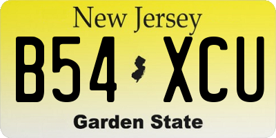 NJ license plate B54XCU