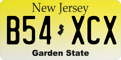 NJ license plate B54XCX