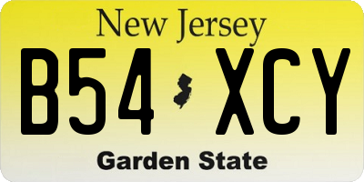 NJ license plate B54XCY