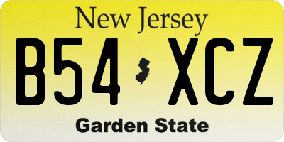 NJ license plate B54XCZ