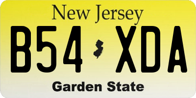 NJ license plate B54XDA