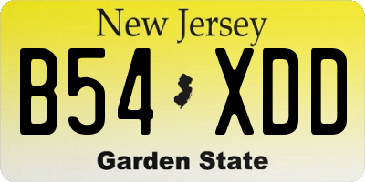 NJ license plate B54XDD