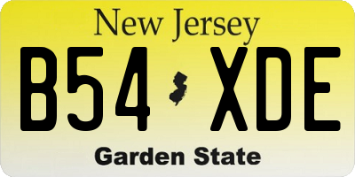 NJ license plate B54XDE