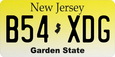 NJ license plate B54XDG