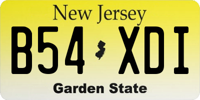 NJ license plate B54XDI