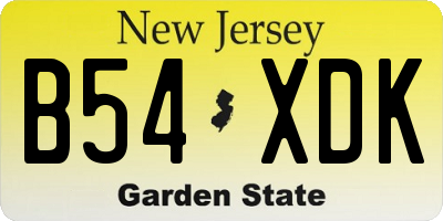 NJ license plate B54XDK