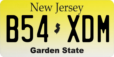 NJ license plate B54XDM