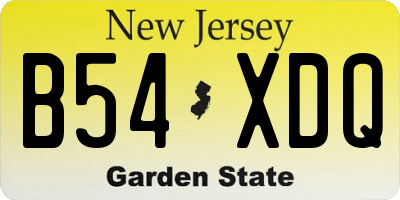 NJ license plate B54XDQ