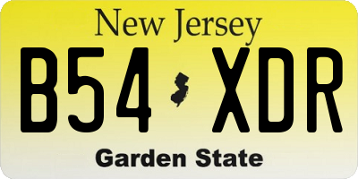 NJ license plate B54XDR