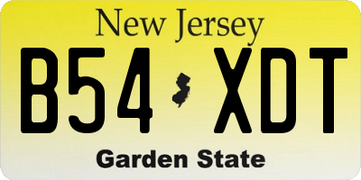 NJ license plate B54XDT