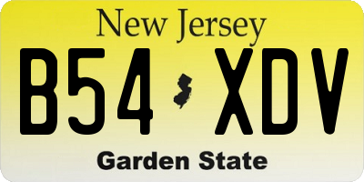 NJ license plate B54XDV