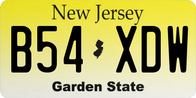 NJ license plate B54XDW