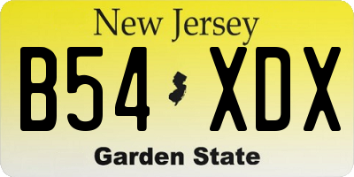NJ license plate B54XDX