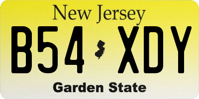 NJ license plate B54XDY