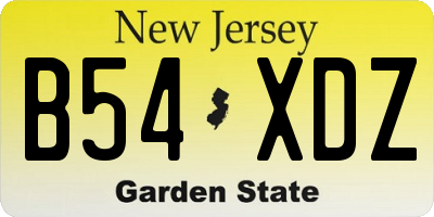 NJ license plate B54XDZ