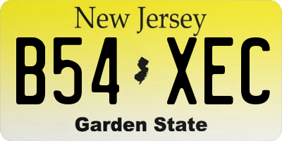 NJ license plate B54XEC