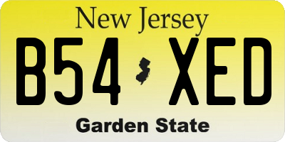 NJ license plate B54XED