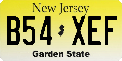 NJ license plate B54XEF