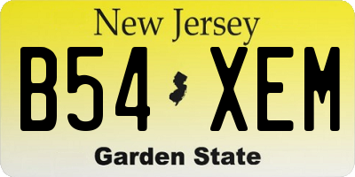 NJ license plate B54XEM
