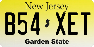 NJ license plate B54XET