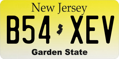 NJ license plate B54XEV