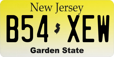 NJ license plate B54XEW
