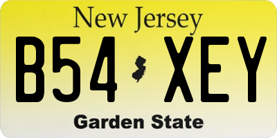 NJ license plate B54XEY