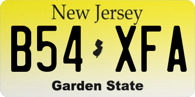 NJ license plate B54XFA