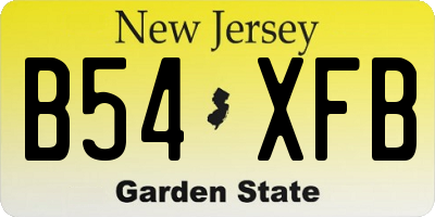 NJ license plate B54XFB