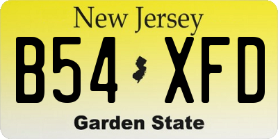 NJ license plate B54XFD
