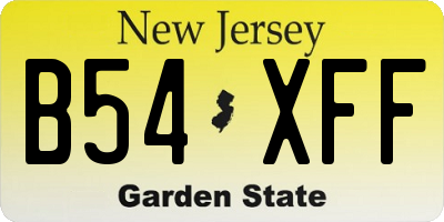 NJ license plate B54XFF