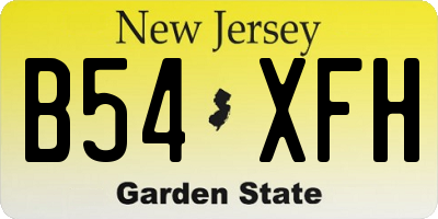 NJ license plate B54XFH