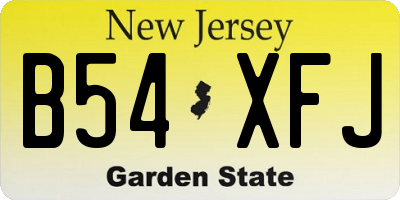 NJ license plate B54XFJ