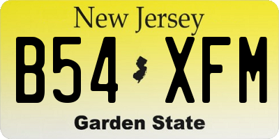 NJ license plate B54XFM