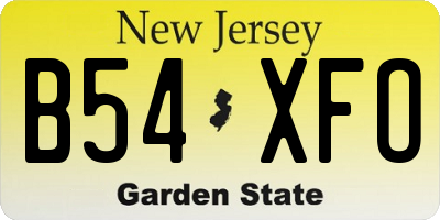 NJ license plate B54XFO