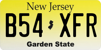 NJ license plate B54XFR