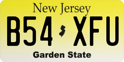 NJ license plate B54XFU