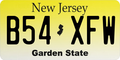 NJ license plate B54XFW