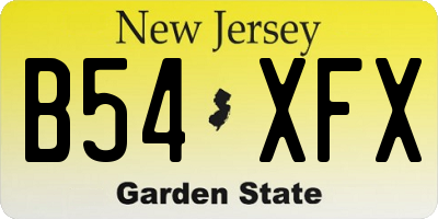 NJ license plate B54XFX